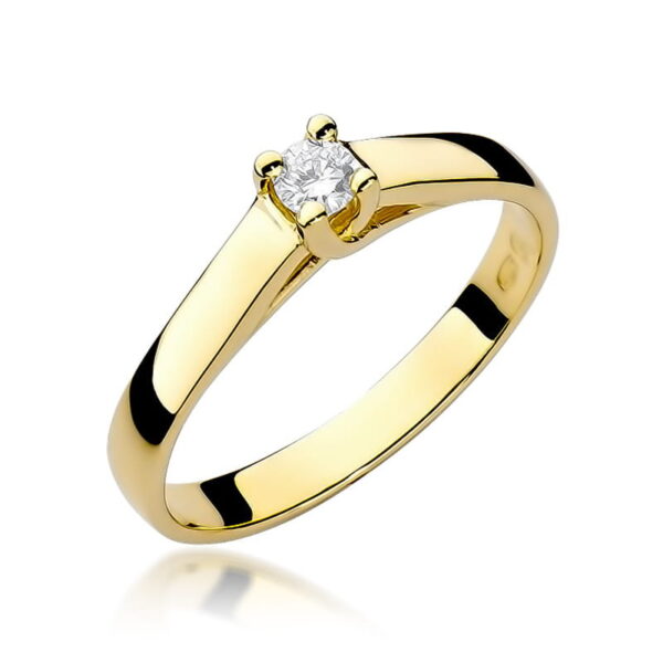 Żółte Złoto Pierścionek z Diamentem 0,10 ct