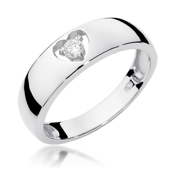 Białe Złoto Pierścionek z Diamentem 0,10 ct