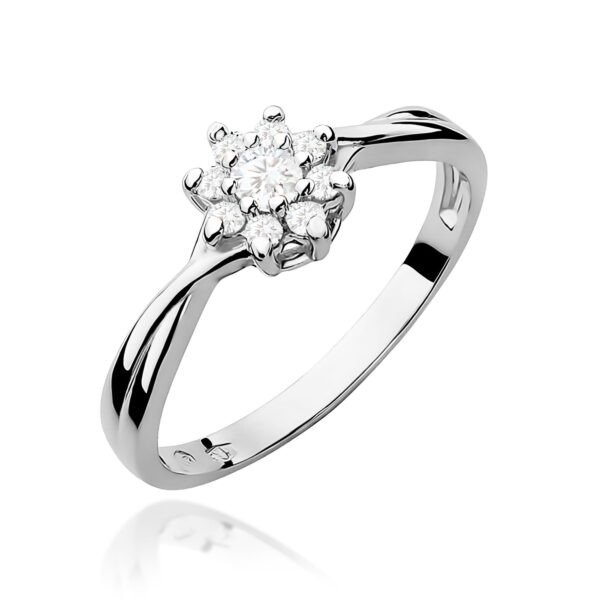 Białe Złoto Pierścionek z Diamentem 0,10 ct