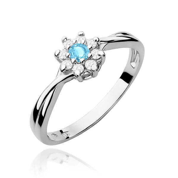 Białe Złoto Pierścionek z Topazem Swiss 0,15 ct