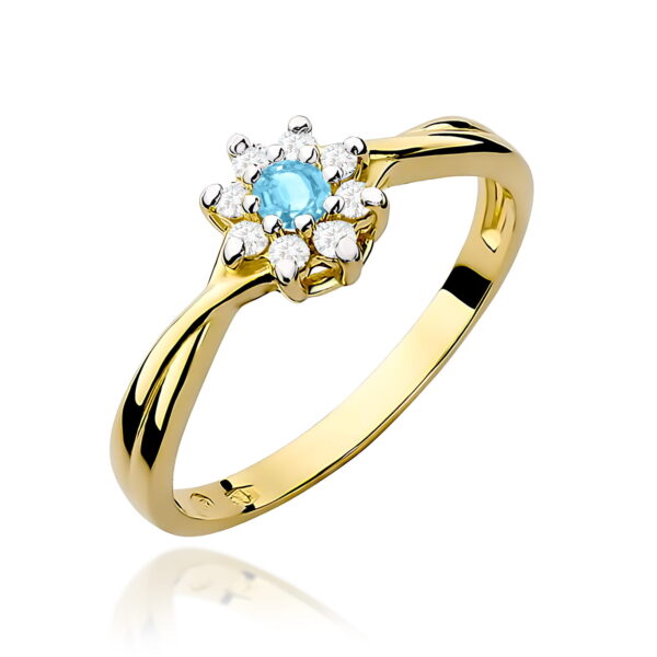 Żółte Złoto Pierścionek z Topazem Swiss 0,15 ct