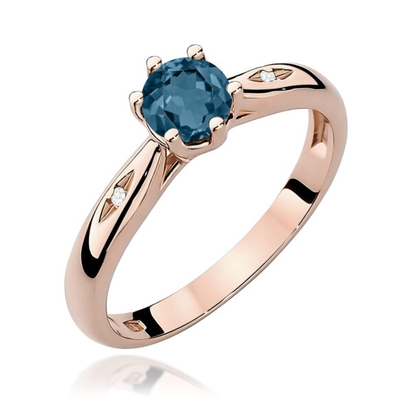 Różowe Złoto Pierścionek z Topazem London Blue 0,50 ct