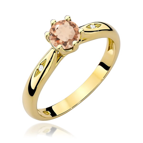 Żółte Złoto Pierścionek z Morganitem 0,40 ct