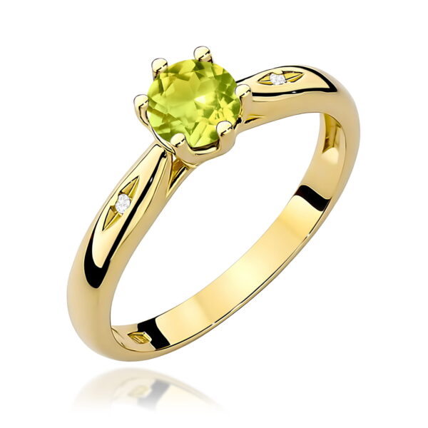 Żółte Złoto Pierścionek z Oliwinem 0,60 ct