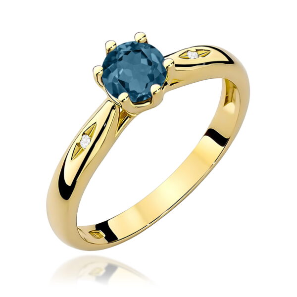 Żółte Złoto Pierścionek z Topazem London Blue 0,50 ct