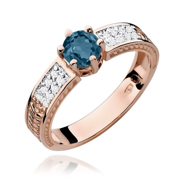 Różowe Złoto Pierścionek z Topazem London Blue 0,50 ct