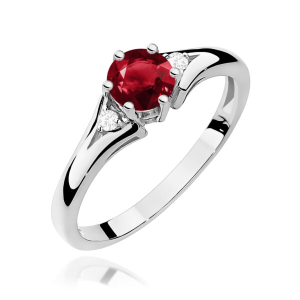 Białe Złoto Pierścionek z Granatem 0,60 ct