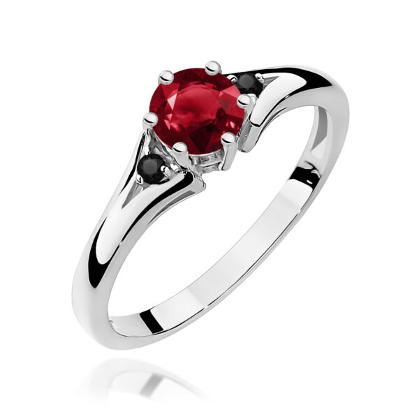 Białe Złoto Pierścionek z Granatem 0,60 ct