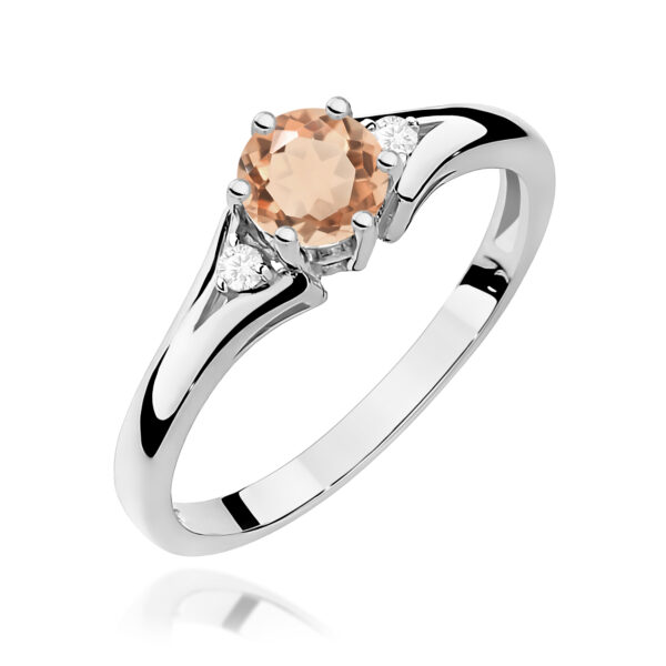 Białe Złoto Pierścionek z Morganitem 0,40 ct