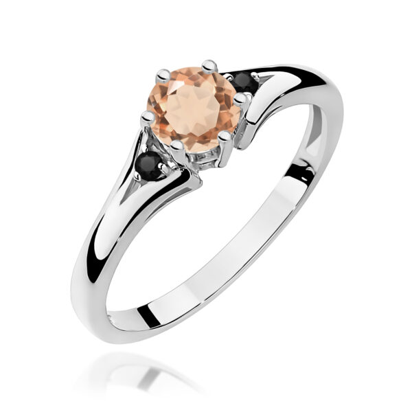 Białe Złoto Pierścionek z Morganitem 0,40 ct