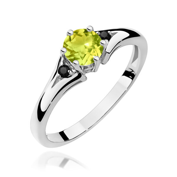 Białe Złoto Pierścionek z Oliwinem 0,60 ct