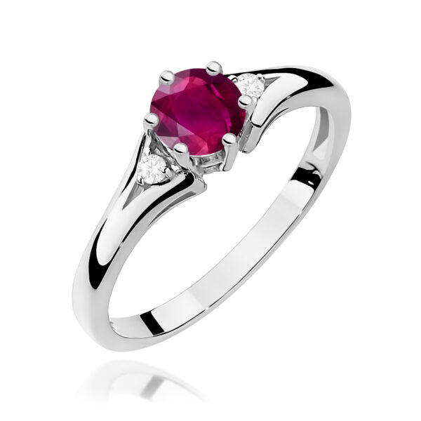 Białe Złoto Pierścionek z Rodolitem 0,60 ct