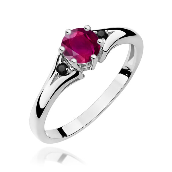 Białe Złoto Pierścionek z Rodolitem 0,60 ct