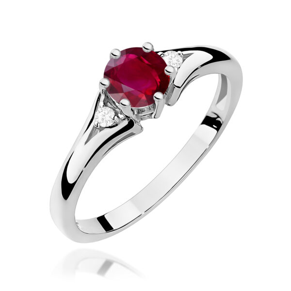 Białe Złoto Pierścionek z Rubinem 0,60 ct