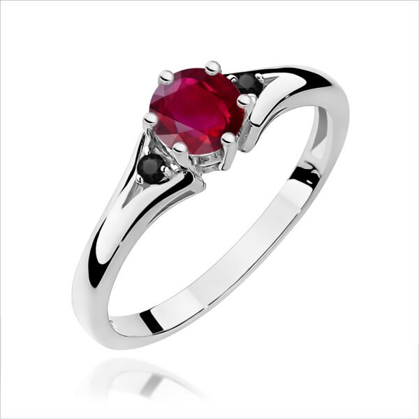 Białe Złoto Pierścionek z Rubinem 0,60 ct