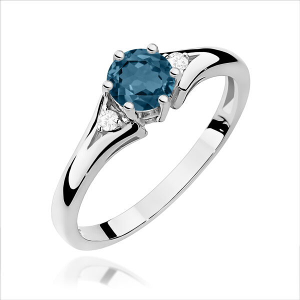 Białe Złoto Pierścionek z Topazem London Blue 0,50 ct