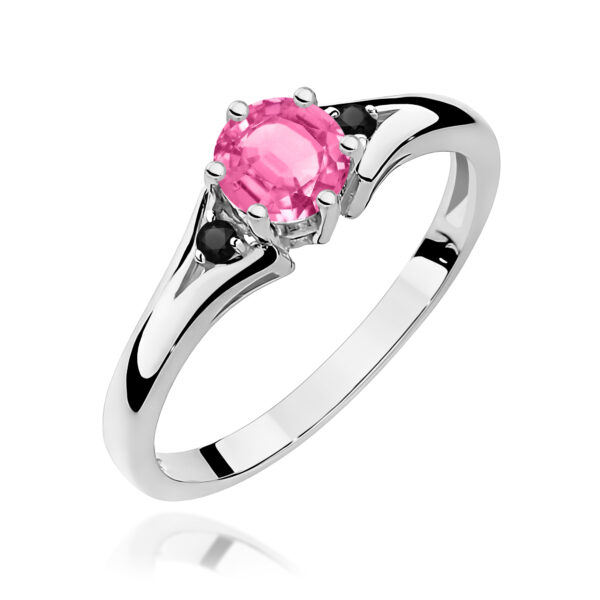 Białe Złoto Pierścionek z Topazem Różowym 0,60 ct