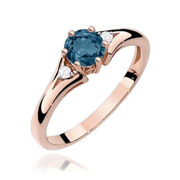 Różowe Złoto Pierścionek z Topazem London Blue 0,50 ct