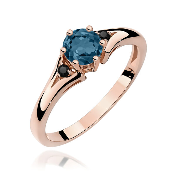 Różowe Złoto Pierścionek z Topazem London Blue 0,50 ct
