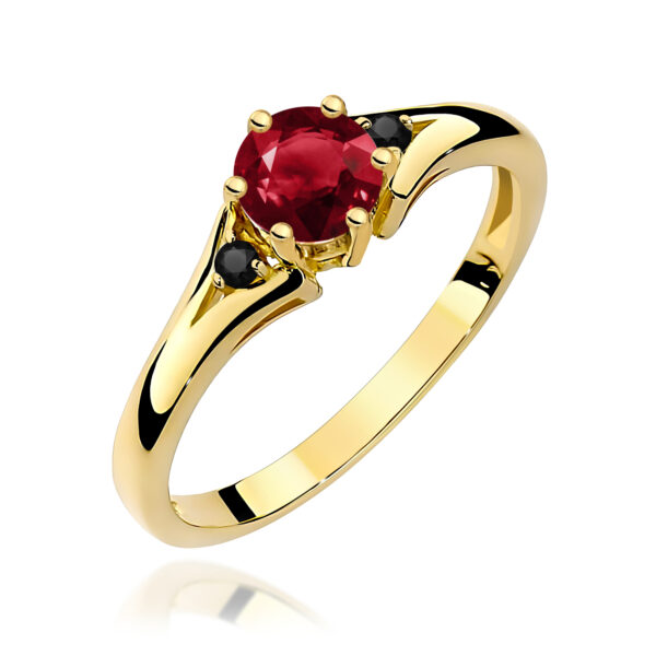Żółte Złoto Pierścionek z Granatem 0,60 ct