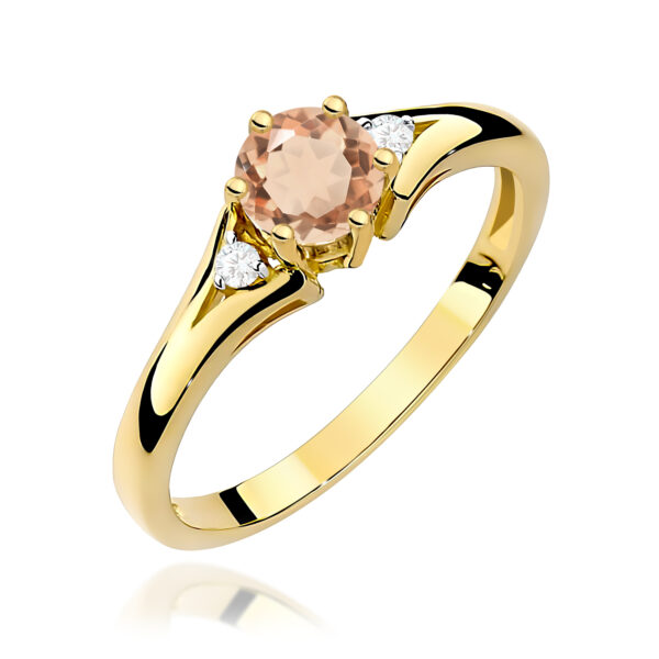 Żółte Złoto Pierścionek z Morganitem 0,40 ct