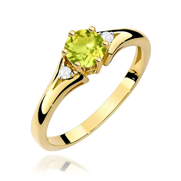 Żółte Złoto Pierścionek z Oliwinem 0,60 ct