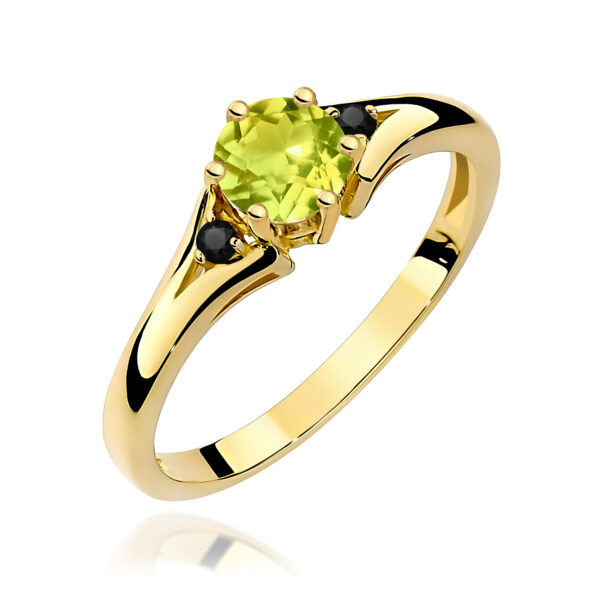 Żółte Złoto Pierścionek z Oliwinem 0,60 ct