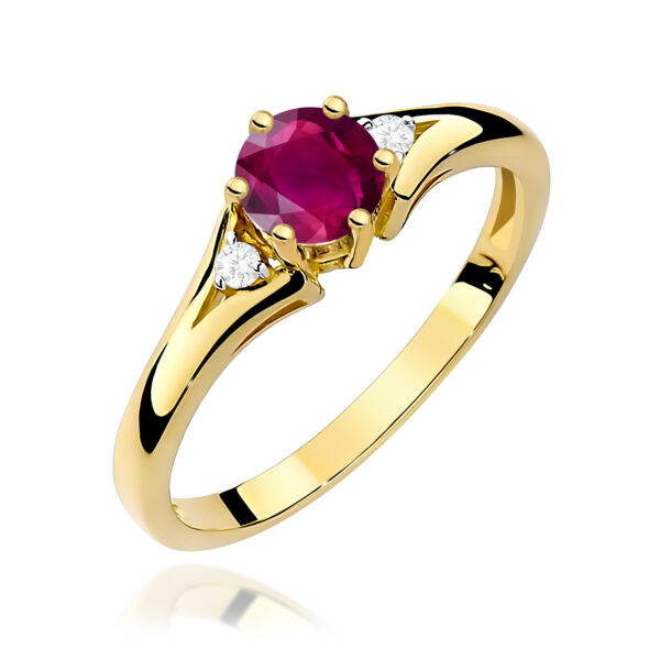 Żółte Złoto Pierścionek z Rodolitem 0,60 ct