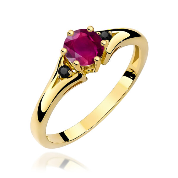 Żółte Złoto Pierścionek z Rodolitem 0,60 ct