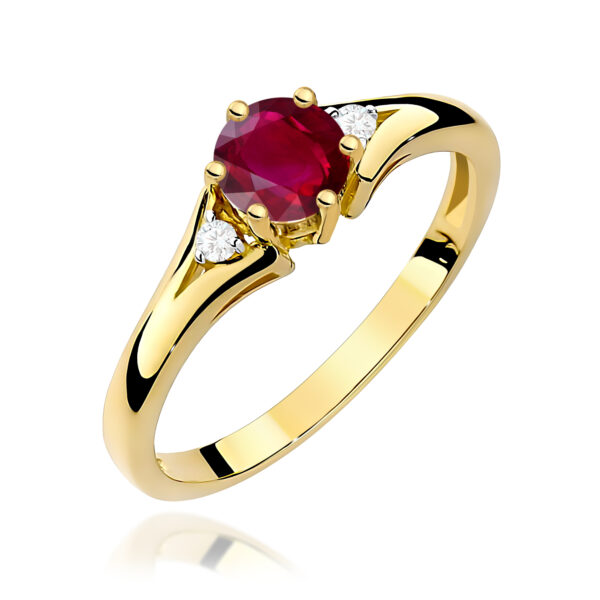 Żółte Złoto Pierścionek z Rubinem 0,60 ct