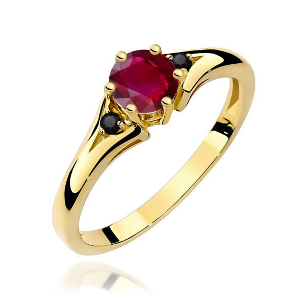 Żółte Złoto Pierścionek z Rubinem 0,60 ct