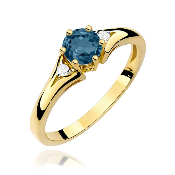 Żółte Złoto Pierścionek z Topazem London Blue 0,50 ct