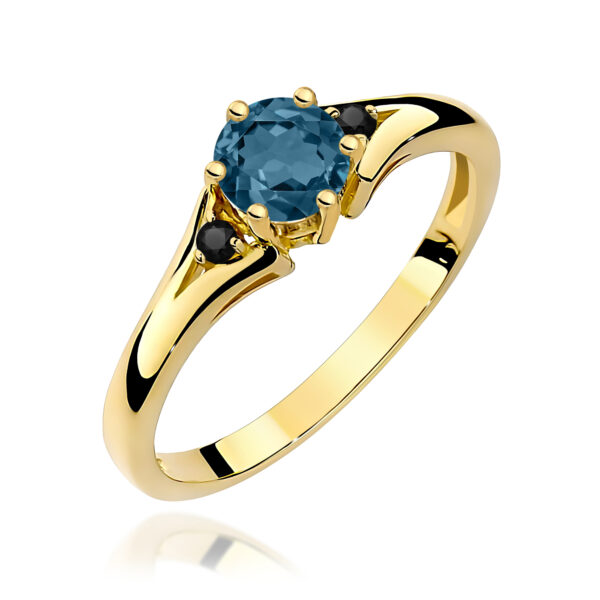 Żółte Złoto Pierścionek z Topazem London Blue 0,50 ct