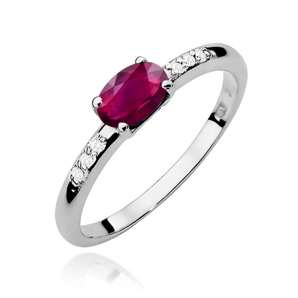 Białe Złoto Pierścionek z Rodolitem 0,50 ct
