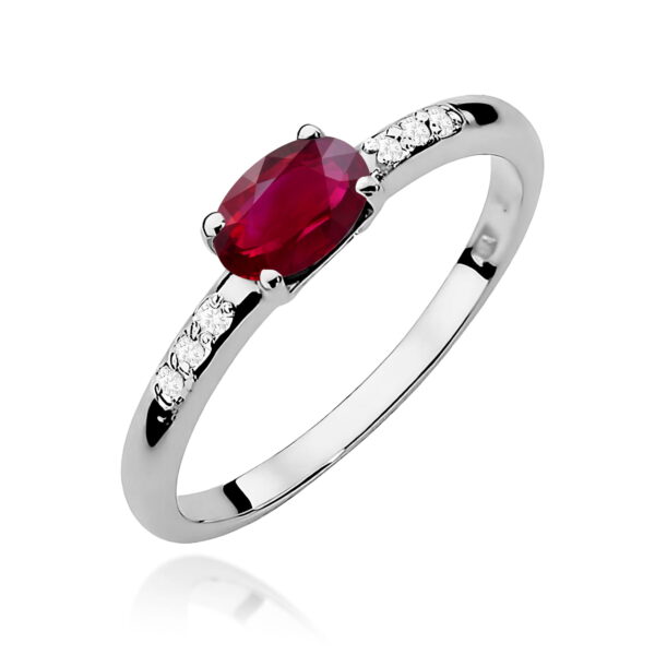 Białe Złoto Pierścionek z Rubinem 0,60 ct