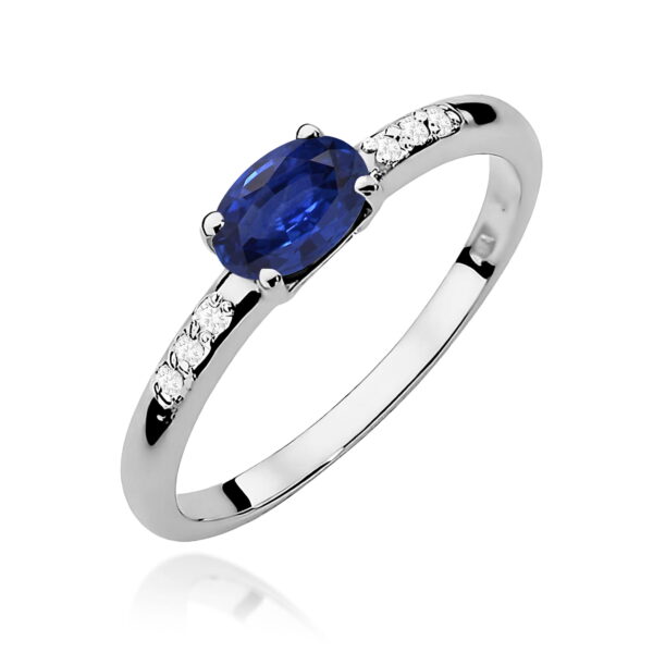 Białe Złoto Pierścionek z Szafirem 0,70 ct