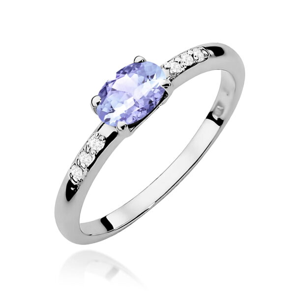 Białe Złoto Pierścionek z Tanzanitem 0,40 ct