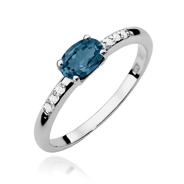 Białe Złoto Pierścionek z Topazem London Blue 0,50 ct