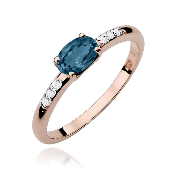 Różowe Złoto Pierścionek z Topazem London Blue 0,50 ct