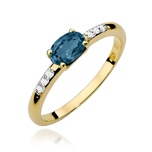 Żółte Złoto Pierścionek z Topazem London Blue 0,50 ct
