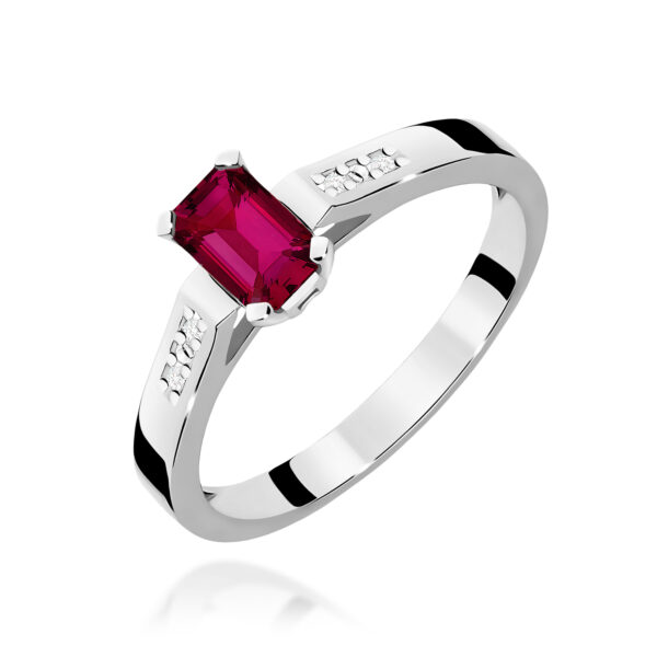 Białe Złoto Pierścionek z Rubinem 0,80 ct