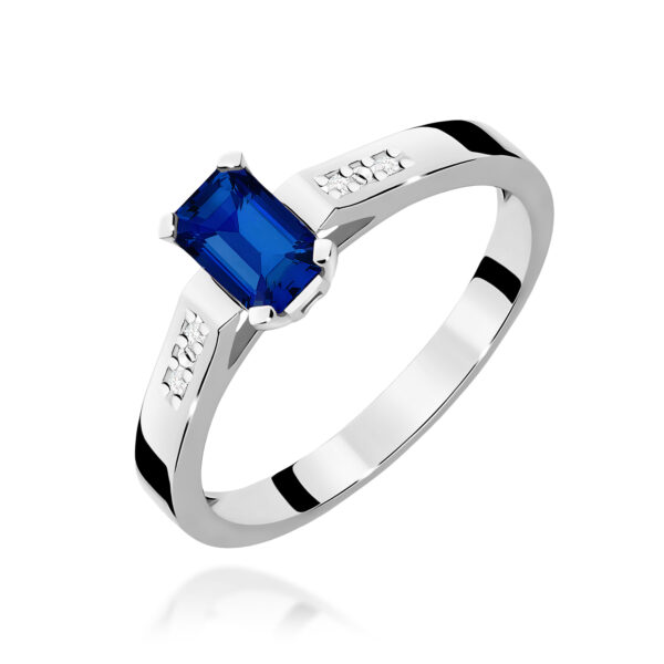 Białe Złoto Pierścionek z Szafirem 0,60 ct