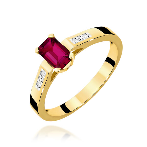 Żółte Złoto Pierścionek z Rubinem 0,80 ct