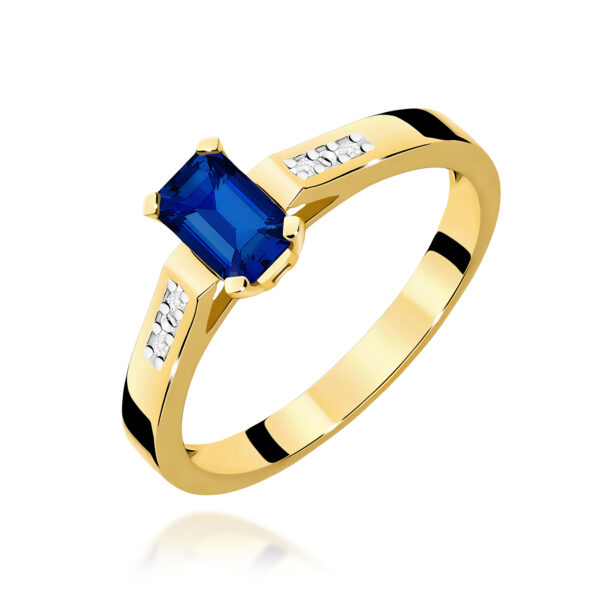 Żółte Złoto Pierścionek z Szafirem 0,60 ct