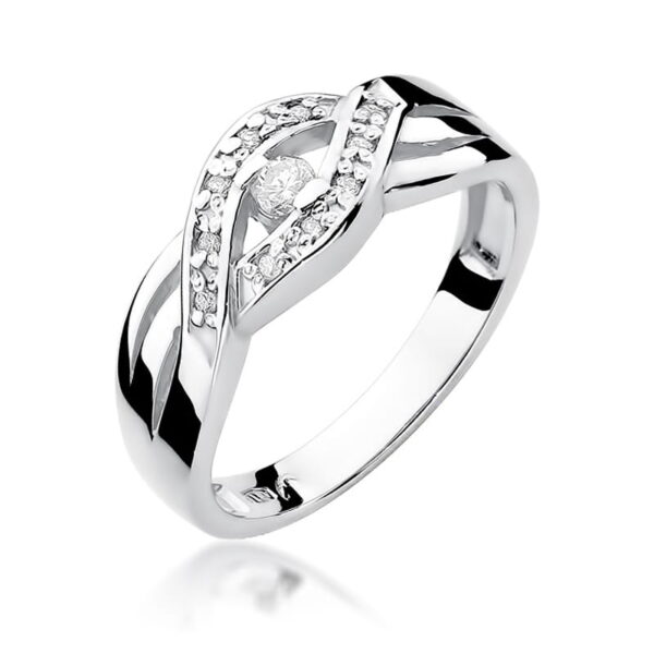 Białe Złoto Pierścionek z Diamentem 0,05 ct