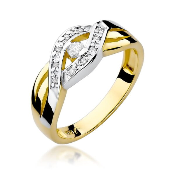 Żółte Złoto Pierścionek z Diamentem 0,05 ct