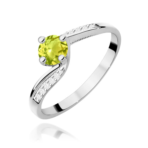 Białe Złoto Pierścionek z Oliwinem 0,60 ct