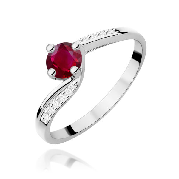 Białe Złoto Pierścionek z Rubinem 0,60 ct