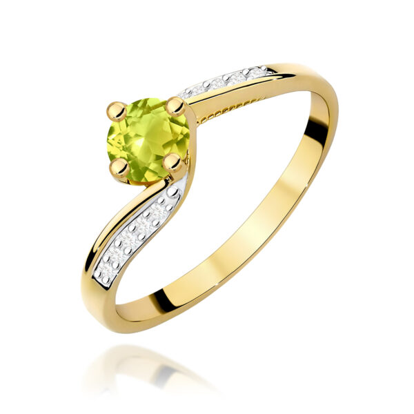 Żółte Złoto Pierścionek z Oliwinem 0,60 ct