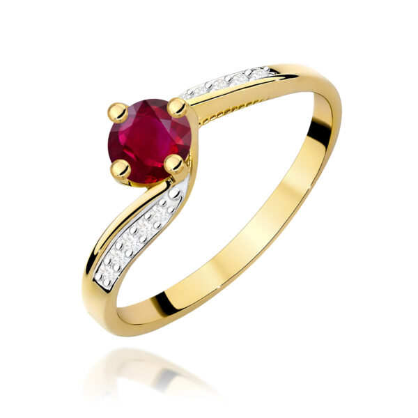 Żółte Złoto Pierścionek z Rubinem 0,60 ct